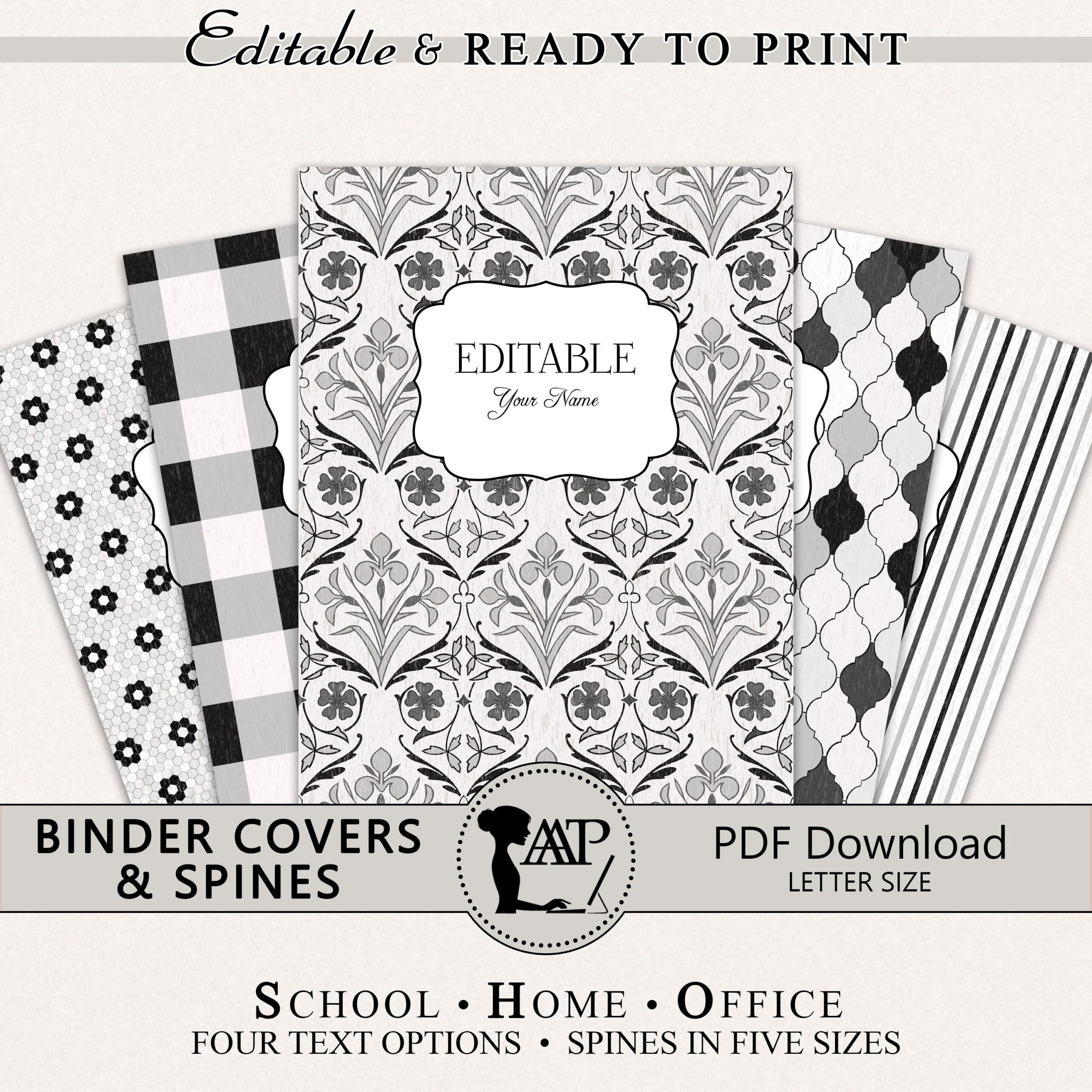 Editable Binder Covers And Spines, 3 Ring Notebook Cover, Editable for Free Editable Printable Binder Covers And Spines Black And White