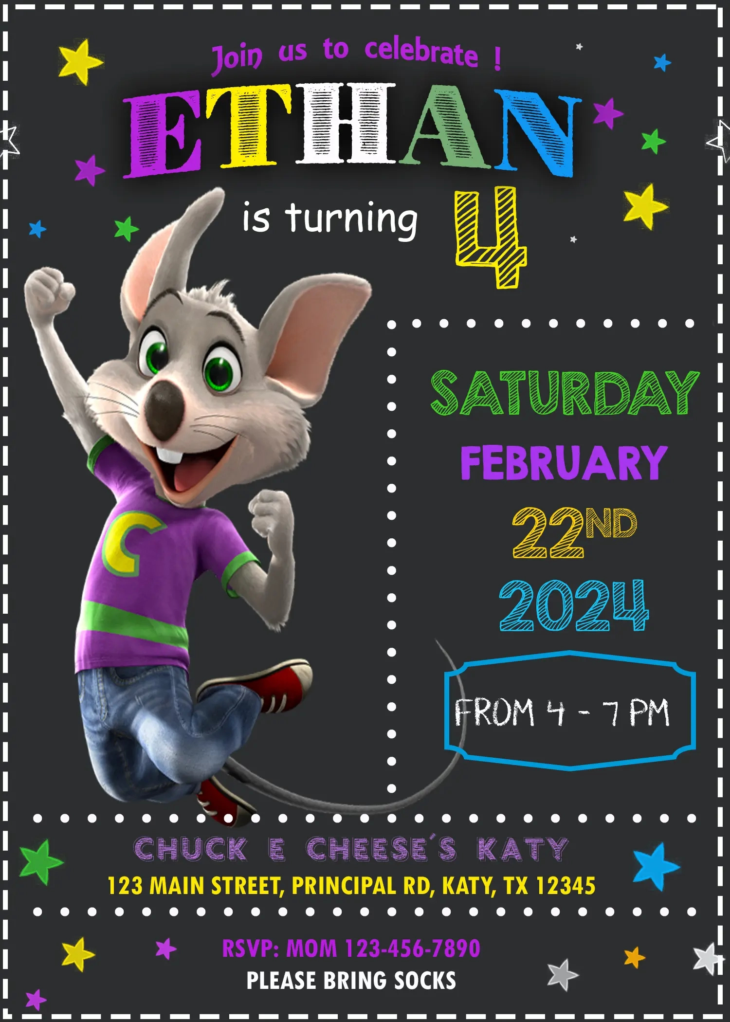 Editable Chuck E Cheese Birthday Invitation Template pertaining to Free Chuck E Cheese Printable Invitations