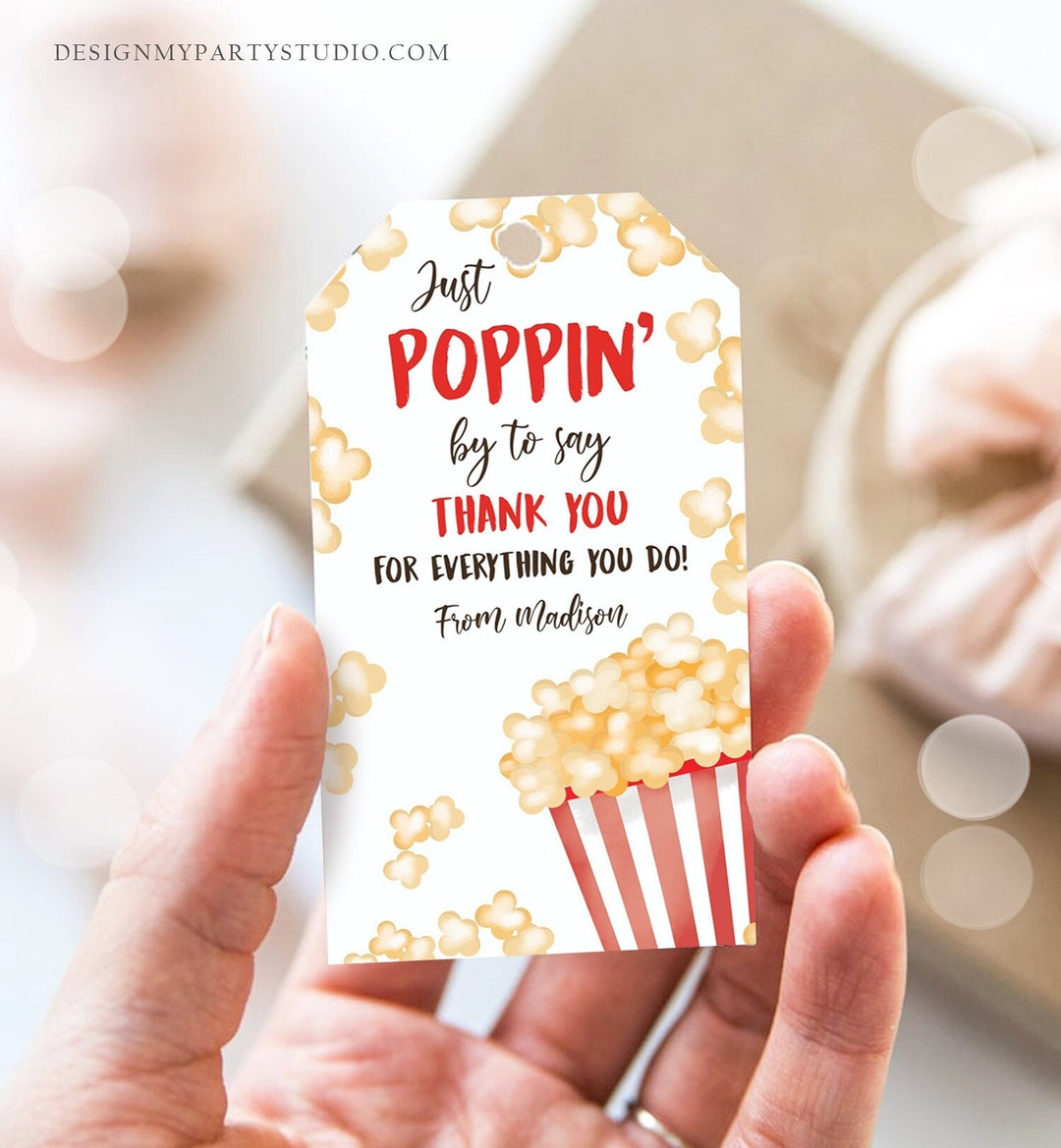 Editable Popcorn Appreciation Tag Thank You Tag Teacher Tag pertaining to Popcorn Gift Tag Free Printable