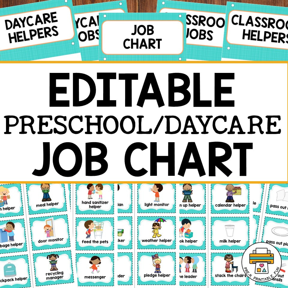 Editable Preschool Job Chart for Clipart Free Printable Preschool Job Chart Pictures
