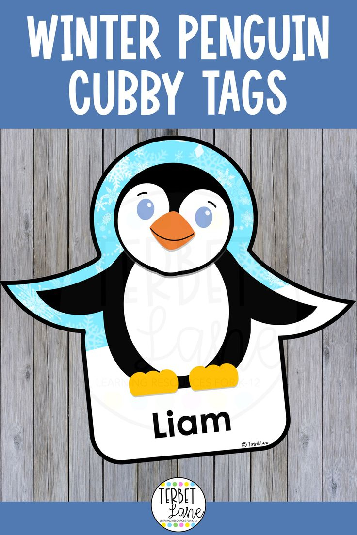 Editable Winter Penguin Cubby Tags | Winter Cubby Tags for Free Printable Winter Cubby Tags