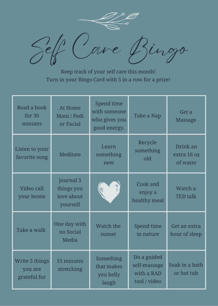 Self Care Bingo Card