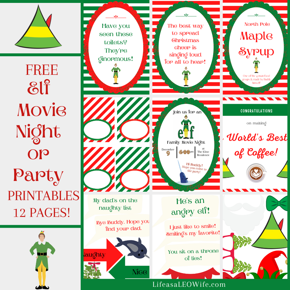 Elf Movie Night Free Printables - Life As A Leo Wife in Free Buddy the Elf Printables