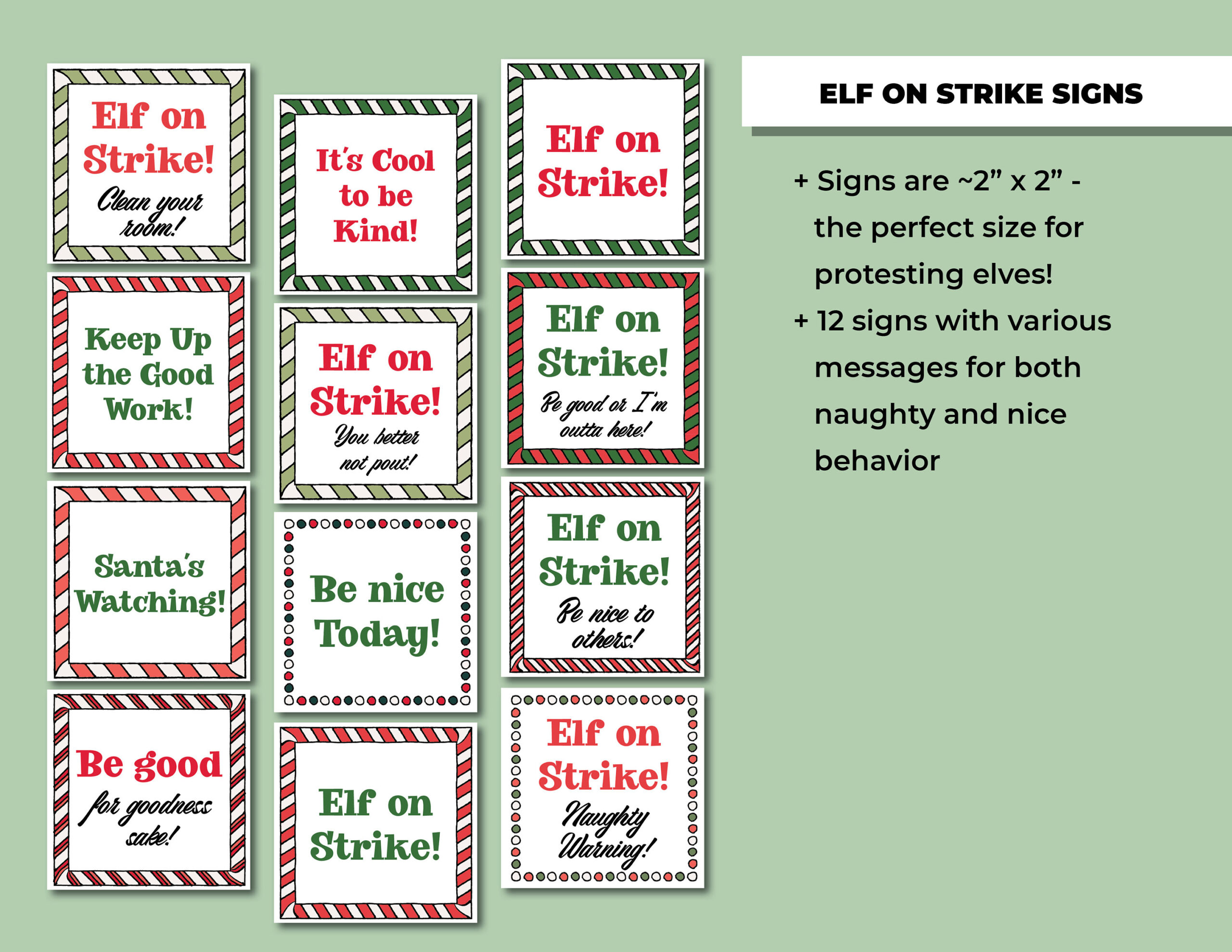 Elf On Strike Printable Signs, Christmas Elf Accessories, Holiday pertaining to Elf On Strike Printable Free