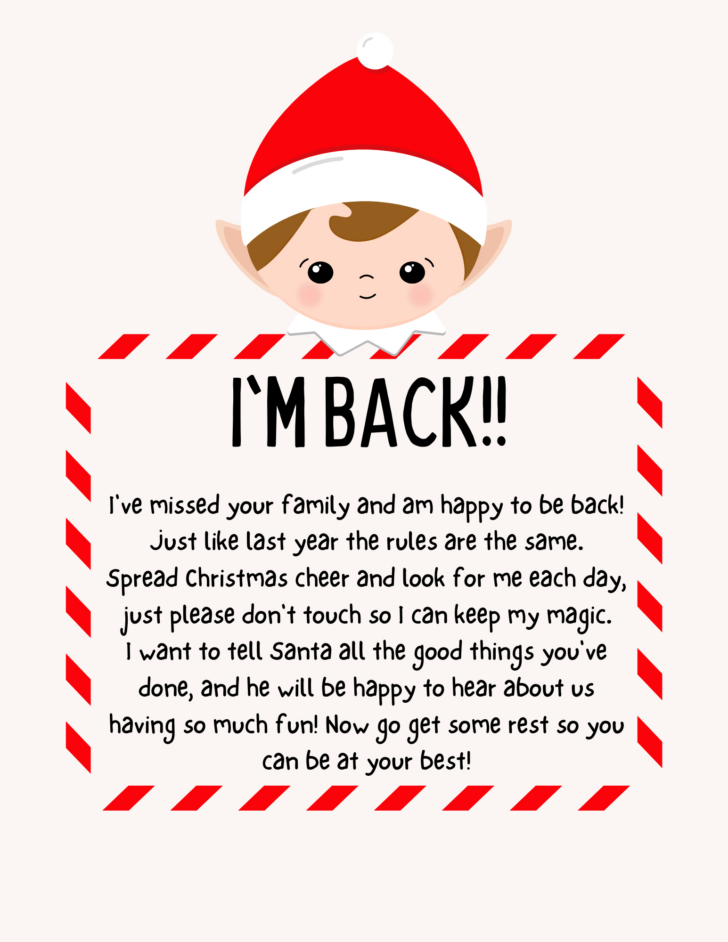 Elf Is Back Letter Printable Free
