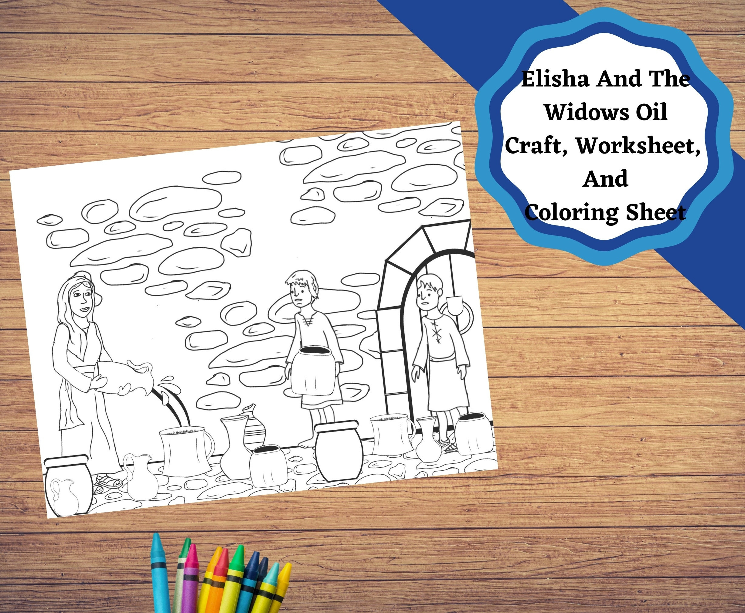 Elisha And The Widow&amp;#039;S Oil, Printable Bible Story Pages, Craft in Printable Elisha and the Widow&amp;amp;#039;s Oil Craft