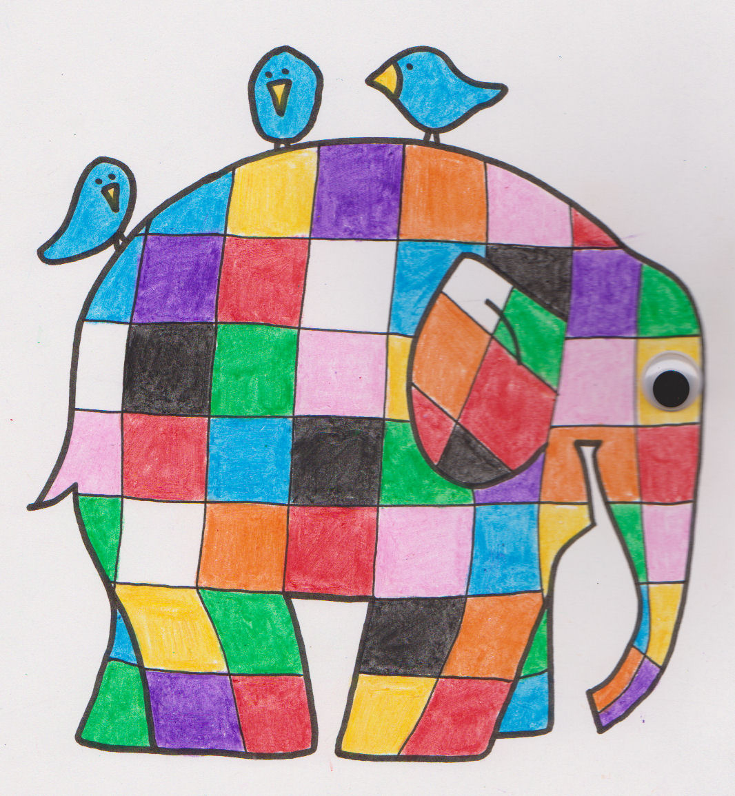 Elmer The Patchwork Elephant Coloring Page - Lines Across with Free Printable Elmer The Elephant Template