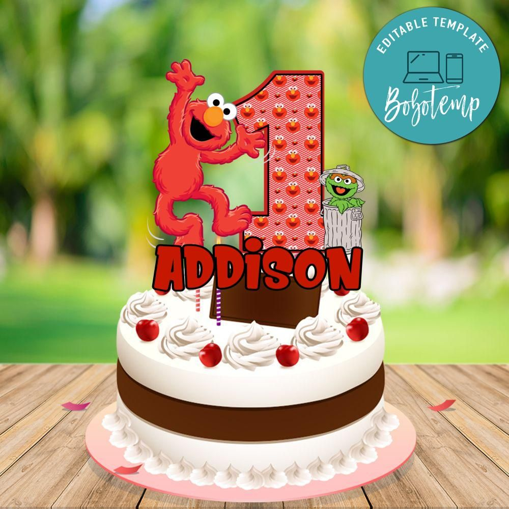 Elmo Sesame Street Birthday Cake Topper Template Printable Diy with regard to Printable Elmo Cake Topper