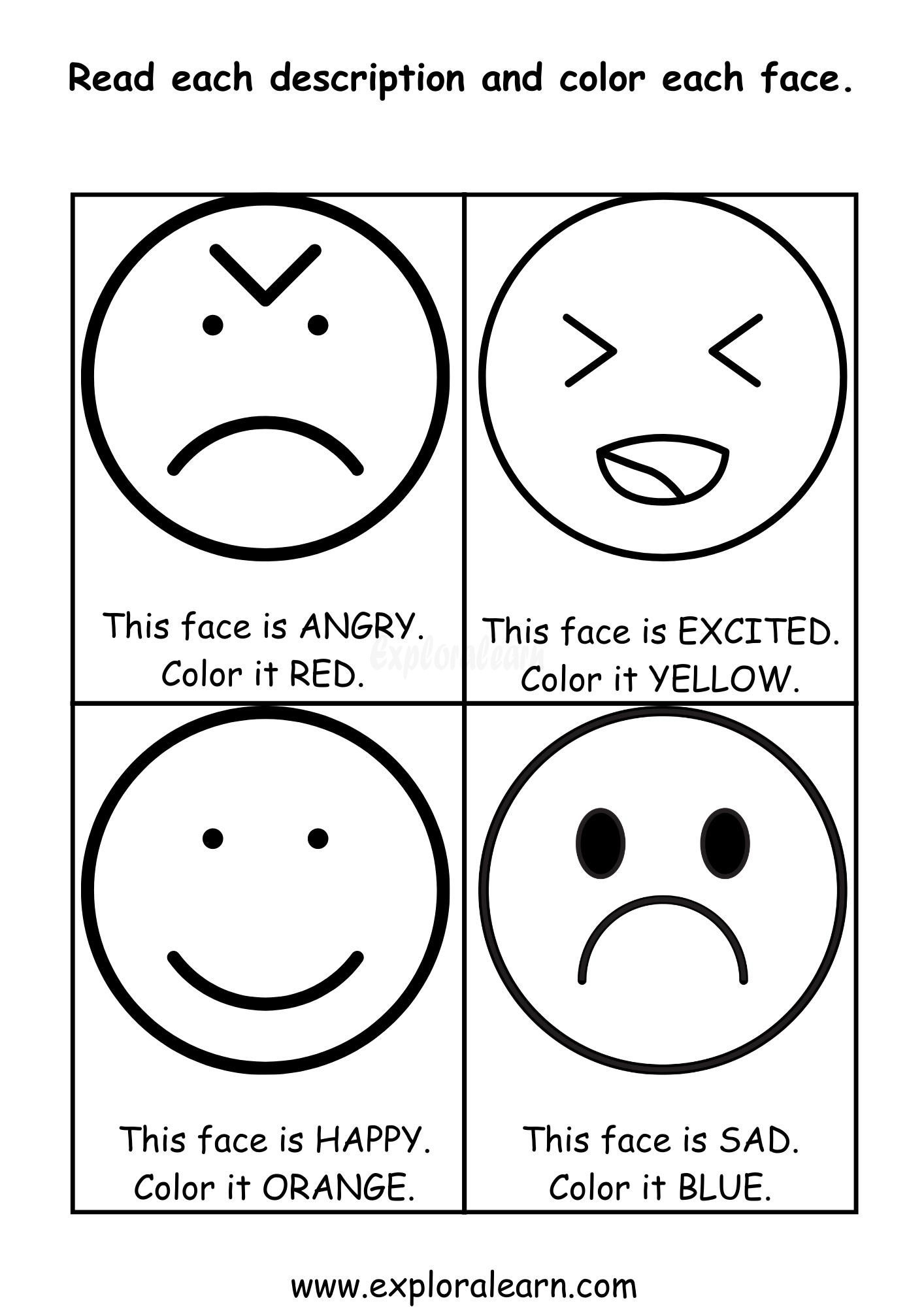 Emotions Worksheets For Preschool And Kindergarten 2 To 6 Years Kids regarding Printable Managing Emotions Kids Children