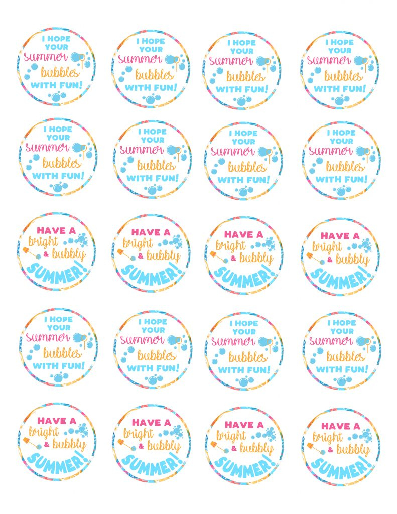End Of School Year Summertime Bubble Gift Idea For Kids | Free with Free Printable Bubble Tags