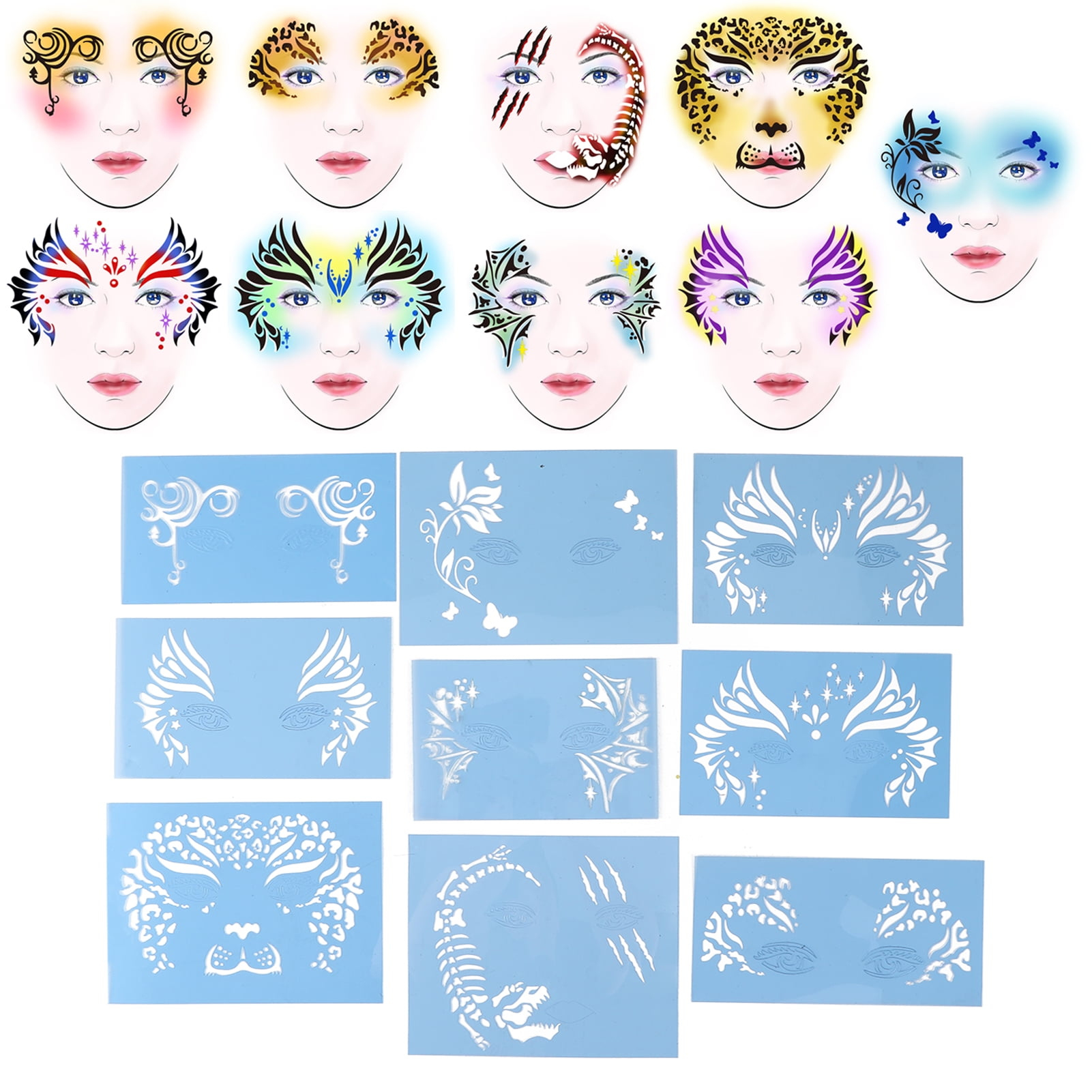 Estink 9Pcs/Set Washable Face Paint Stencils Face Painting Template For Holiday Party Cosplay within Free Face Painting Stencils Printable