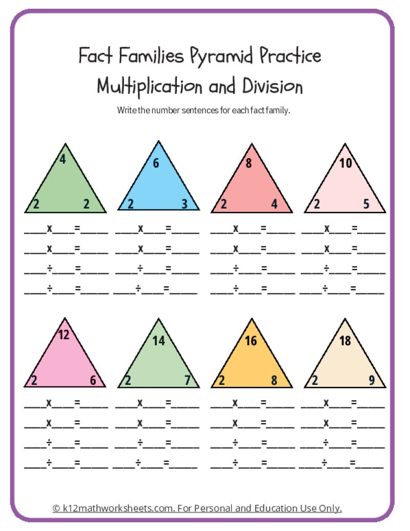 Fact Family Worksheets within Fact Family Worksheet Printable