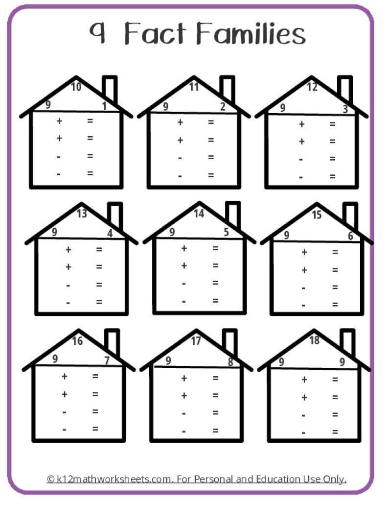 Fact Family Worksheets within Fact Family Worksheet Printable