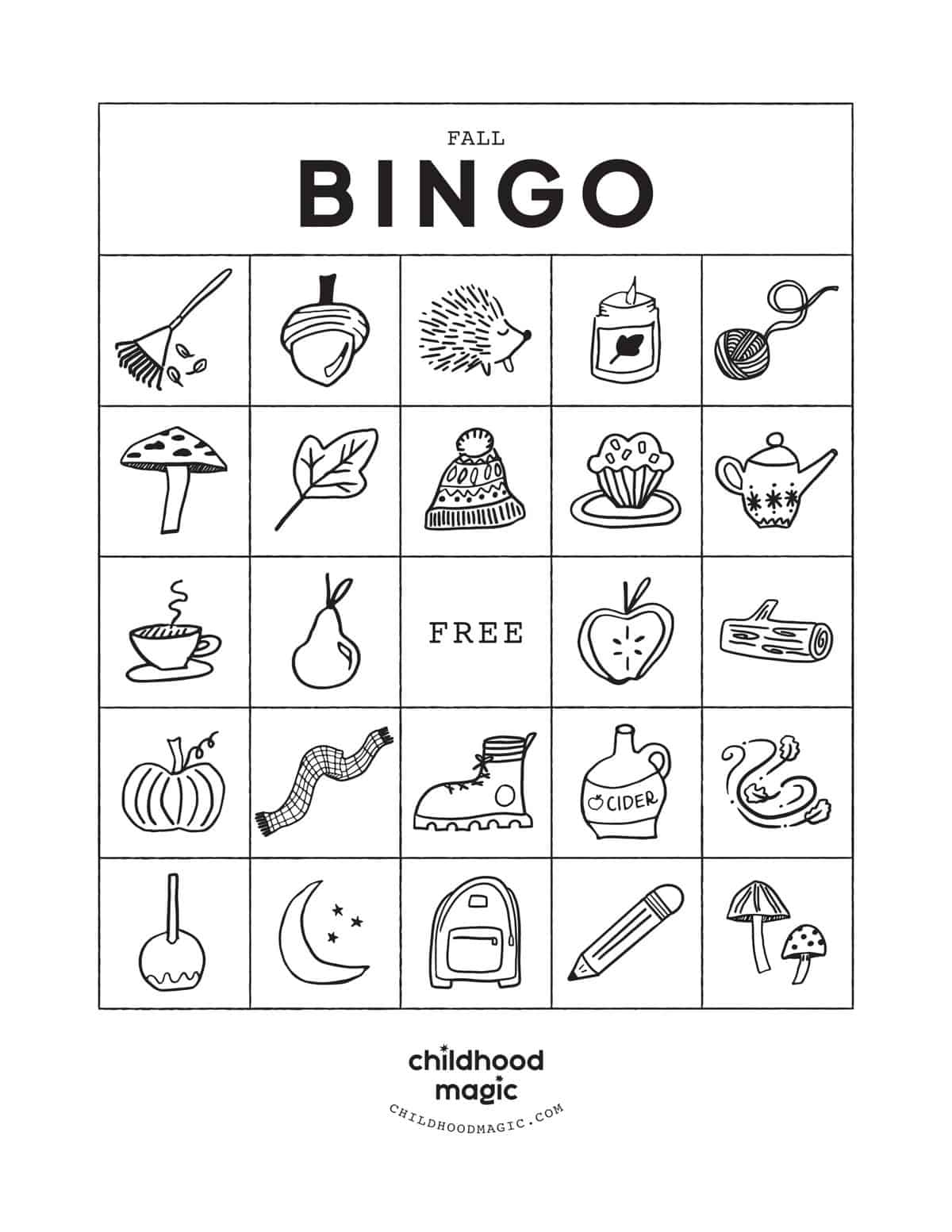 Fall Bingo For Kids - Free Printable Game - Childhood Magic within Fall Bingo Cards Free Printable
