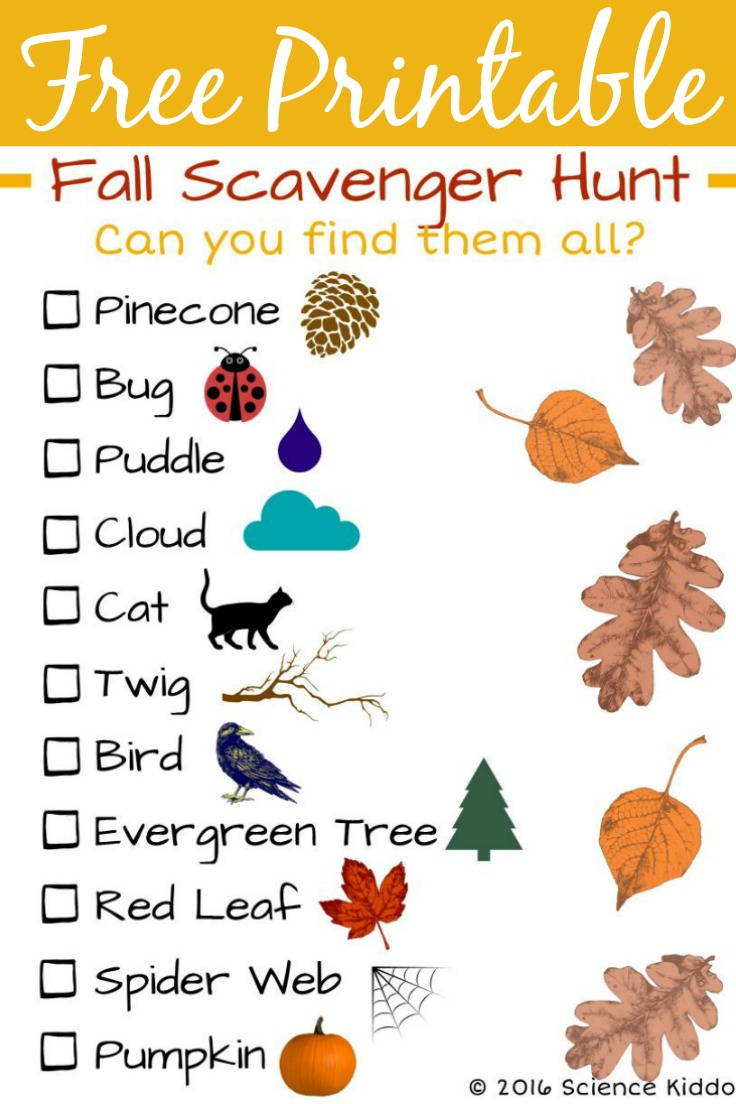 Fall Nature Scavenger Hunt For Kids • The Science Kiddo pertaining to Free Fall Scavenger Hunt Printable