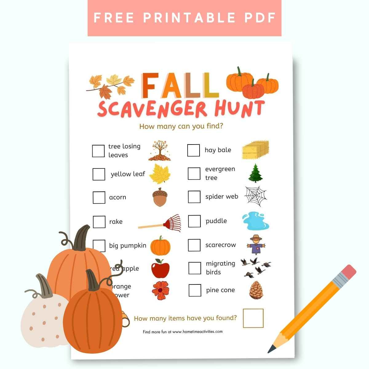 Fall Scavenger Hunt For Kids - Free Printable Pdf inside Fall Scavenger Hunt Free Printable