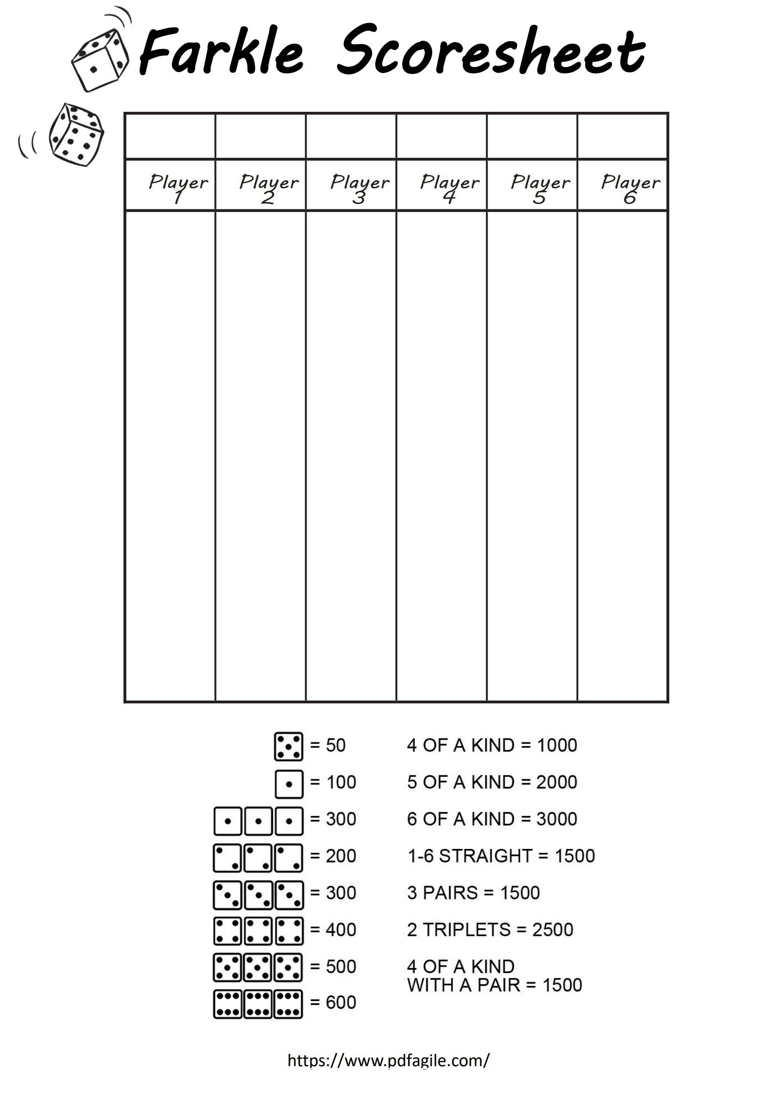 Farkle Scoresheet Template | Pdf Agile regarding Free Printable Farkle Score Sheet