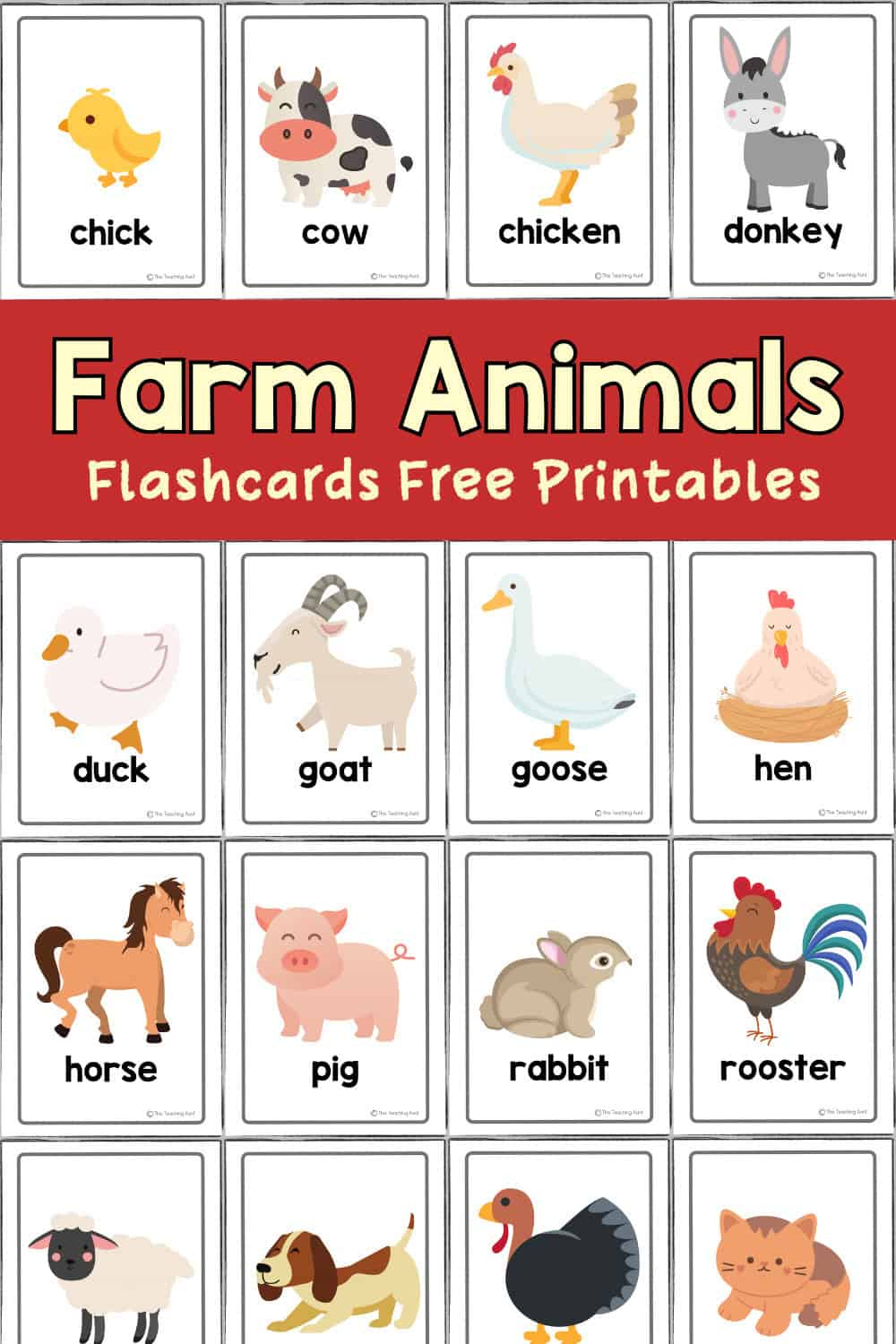 Farm Animals Flashcards - The Teaching Aunt with Farm Animals Flashcards Free Printable