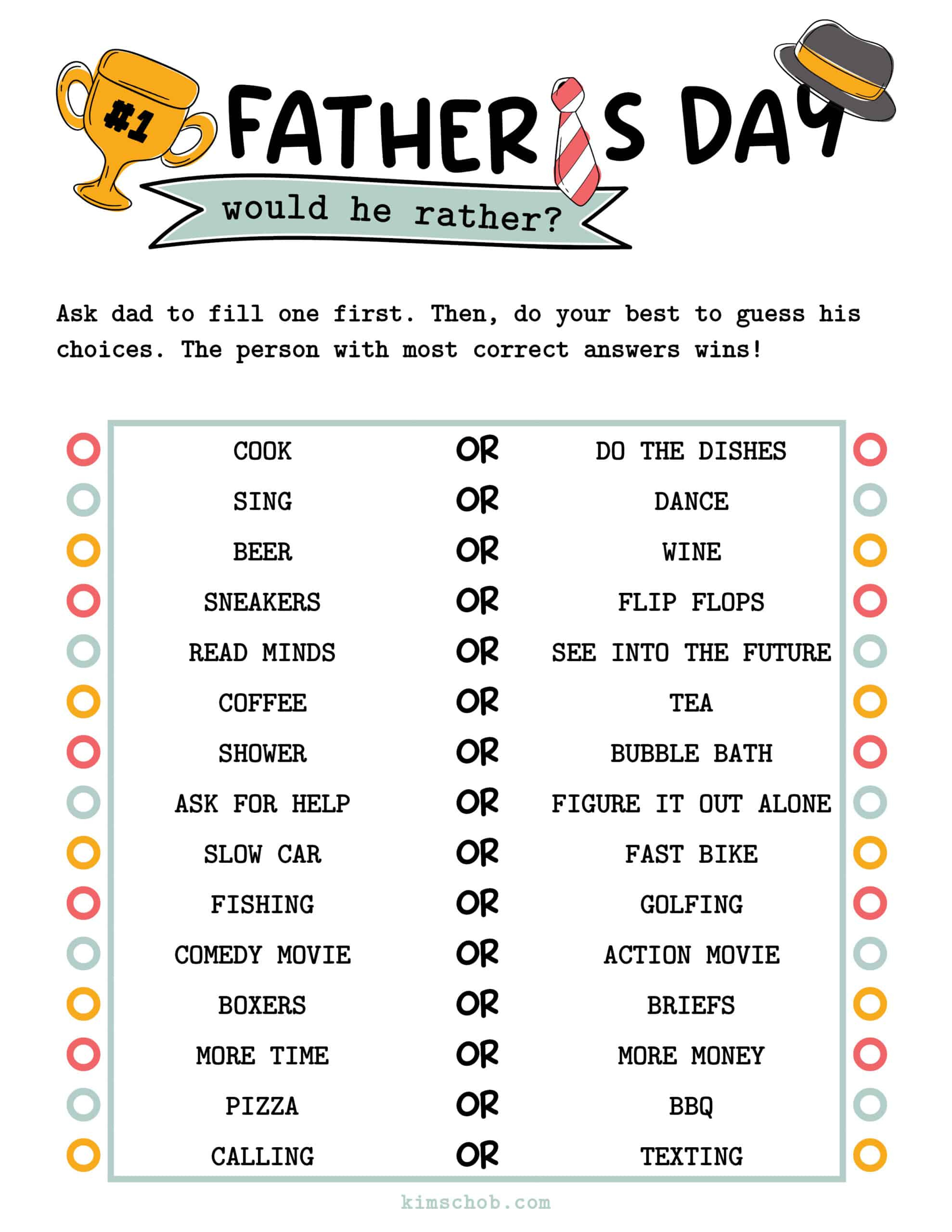 Father&amp;#039;S Day Games Ideas For Top Adults in Father&amp;amp;#039;s Day Games Printable
