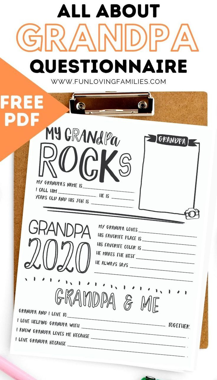 Father&amp;#039;S Day Questionnaire Printable: Free Download - Fun Loving for Free Printable Grandpa Questionnaire