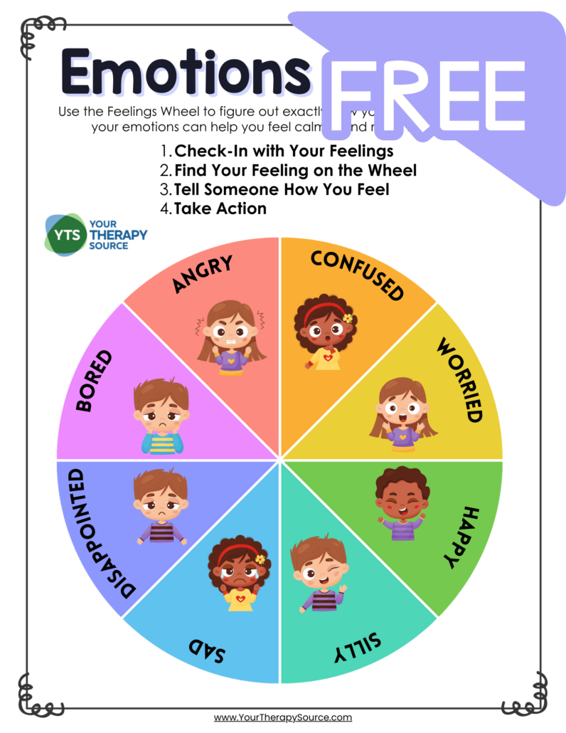 Feelings Wheel For Kids - Free Printable - Your Therapy Source within Printable Managing Emotions Kids Children
