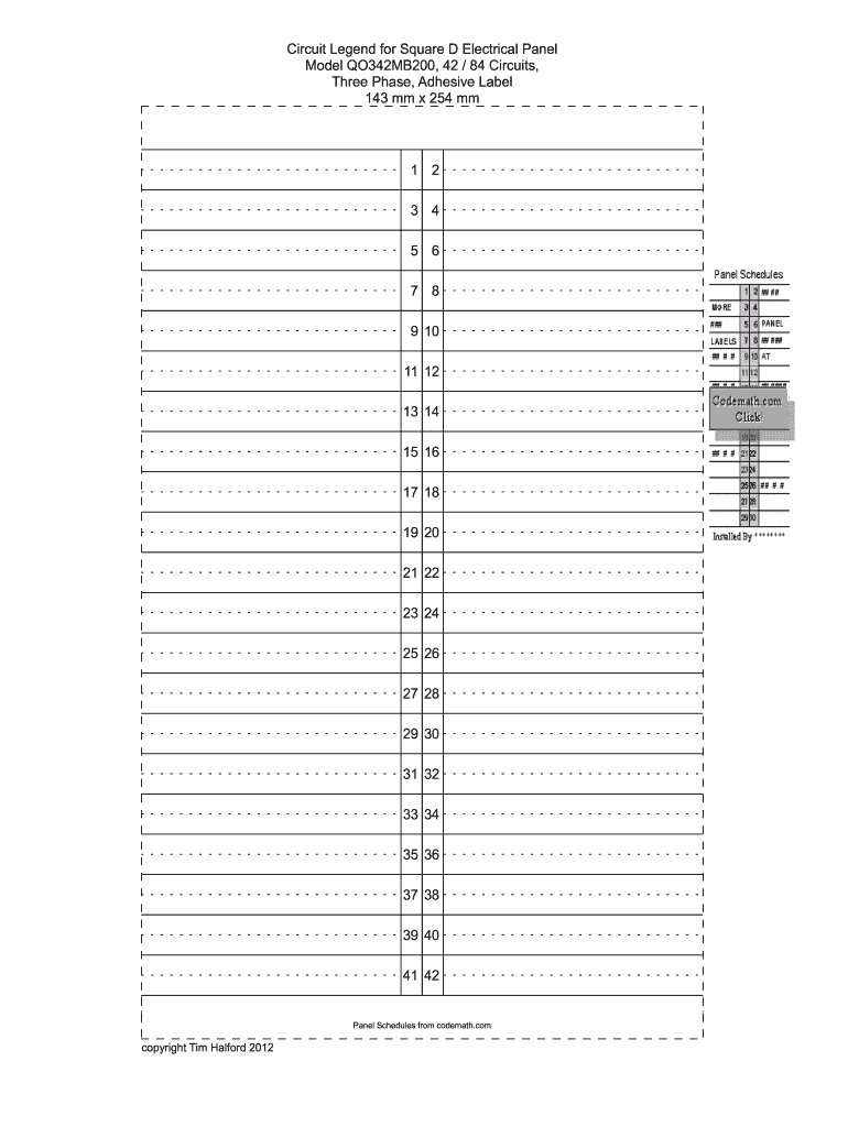 Fillable Printable Circuit Breaker Directory Template - Fill with Free Printable Circuit Breaker Directory Template