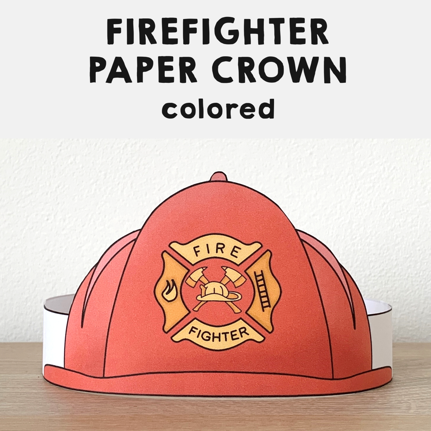 Firefighter Helmet Paper Crown Printable Craft | Madeteachers intended for Free Printable Fireman Hat Template