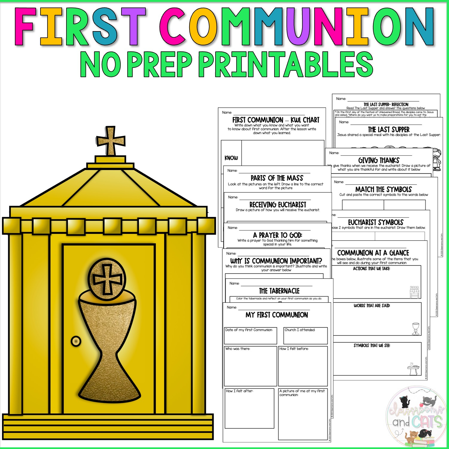 First Communion - Sacrament Of Eucharist Activity | Madeteachers within Free Printable First Communion Worksheets