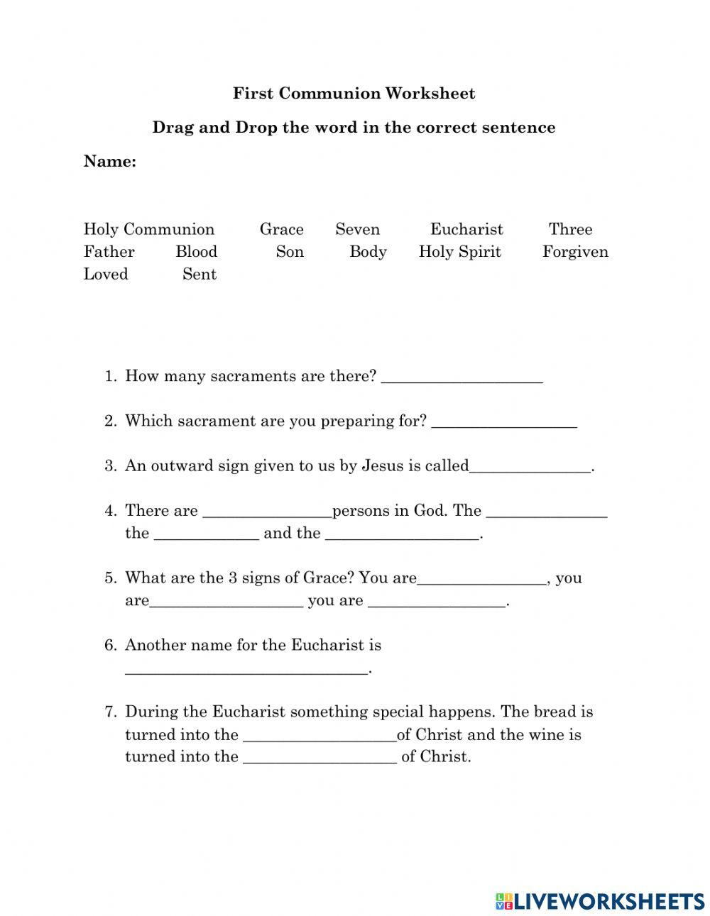 First Communion Worksheet | Live Worksheets - Worksheets Library pertaining to Free Printable First Communion Worksheets