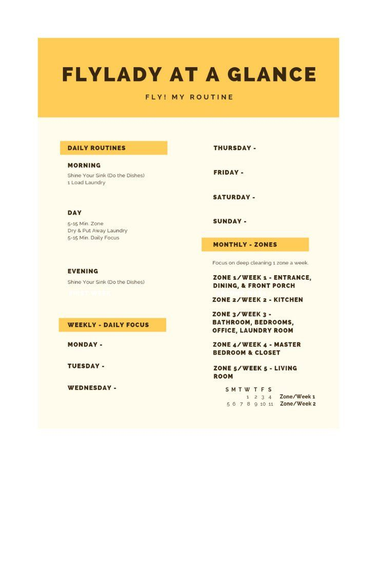 Flylady, Flylady Control Journal, Cleaning Schedule, Flylady throughout Free Printable Flylady Daily Routine