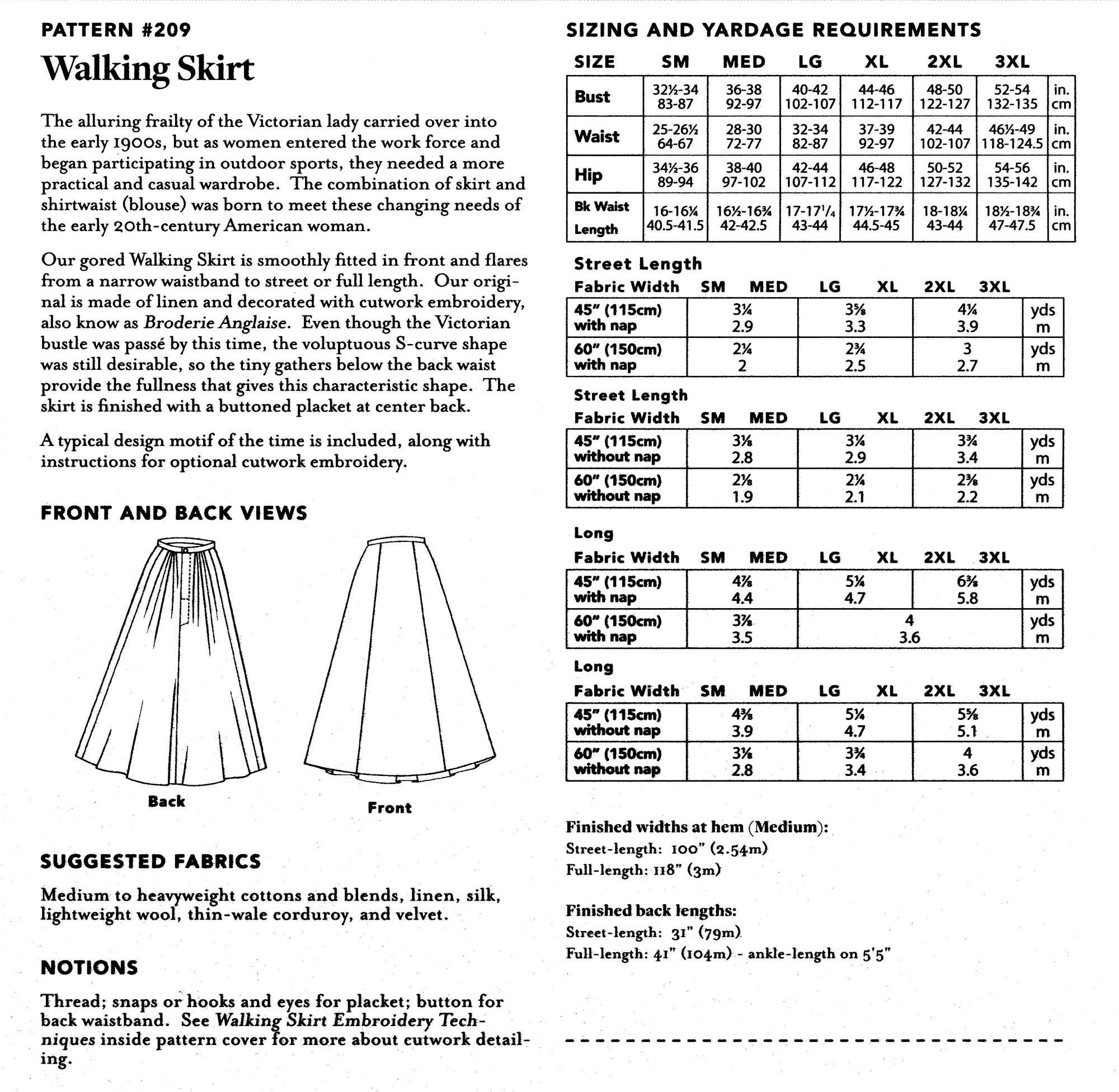 Folkwear Victorian - Edwardian Walking Skirt In 2 Lengths Sewing with regard to Printable Victorian Walking Skirt Pattern Free