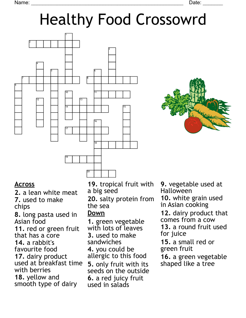 Food/Fruit/Vegetables Crossword - Wordmint with Food Crosswords Printable