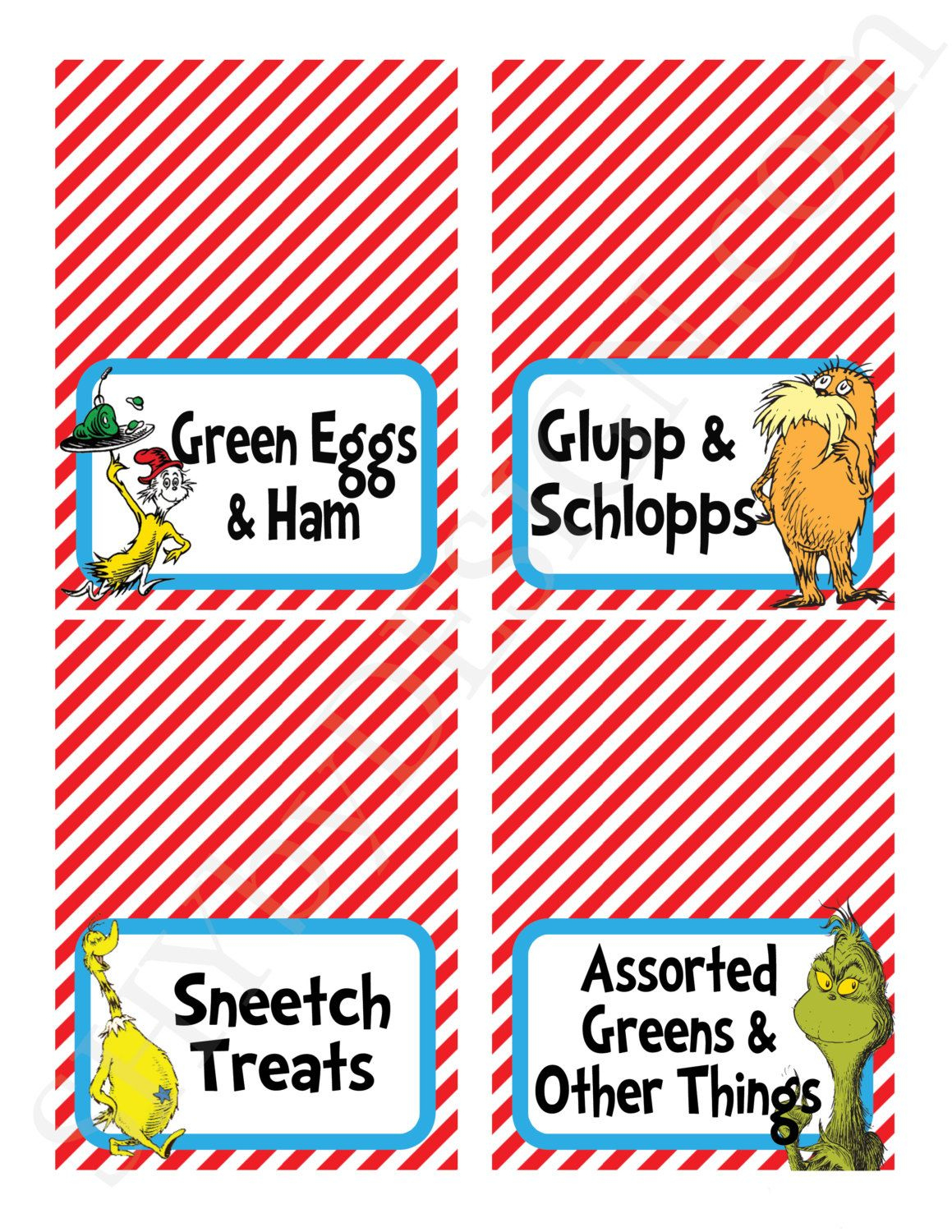Food Labels inside Free Printable Dr Seuss Food Labels