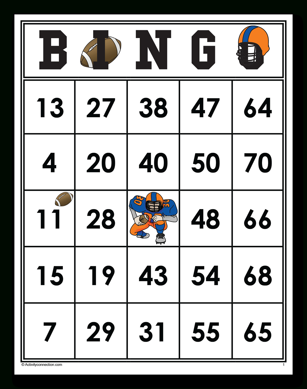 Football Bingo Cards (Printable) - Activity Connection throughout Printable Football Bingo Cards
