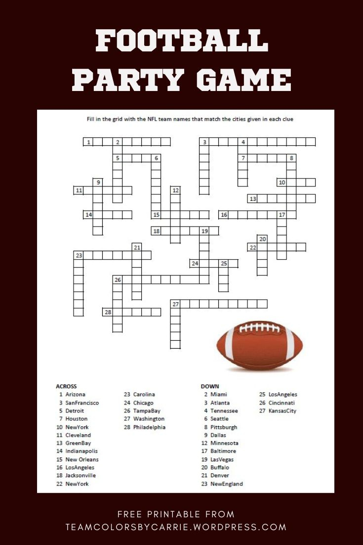 Football Crossword - Free Printable pertaining to Super Bowl Crossword Puzzle Printable