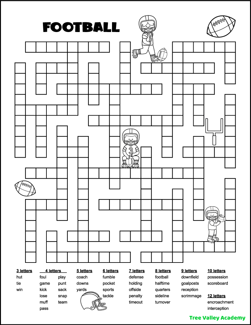 Football Fill In Word Puzzles - Tree Valley Academy with Fill In The Word Puzzles Printable
