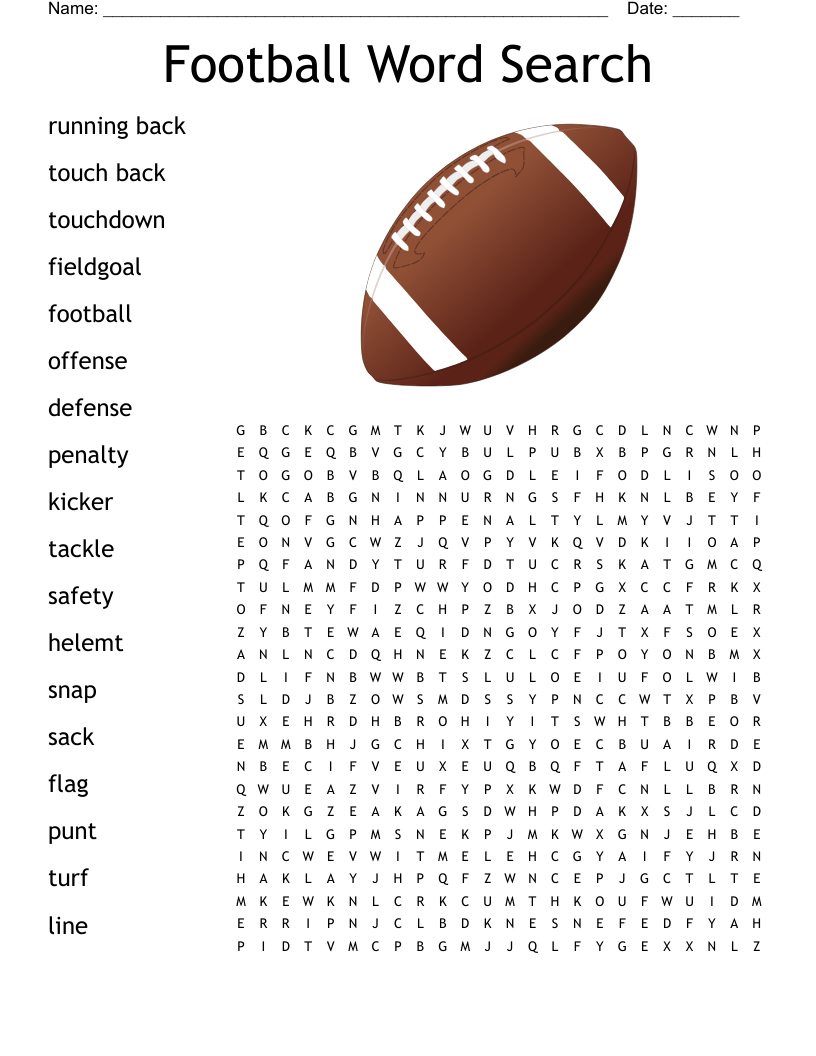 Football Word Search - Wordmint throughout Football Word Search Printable