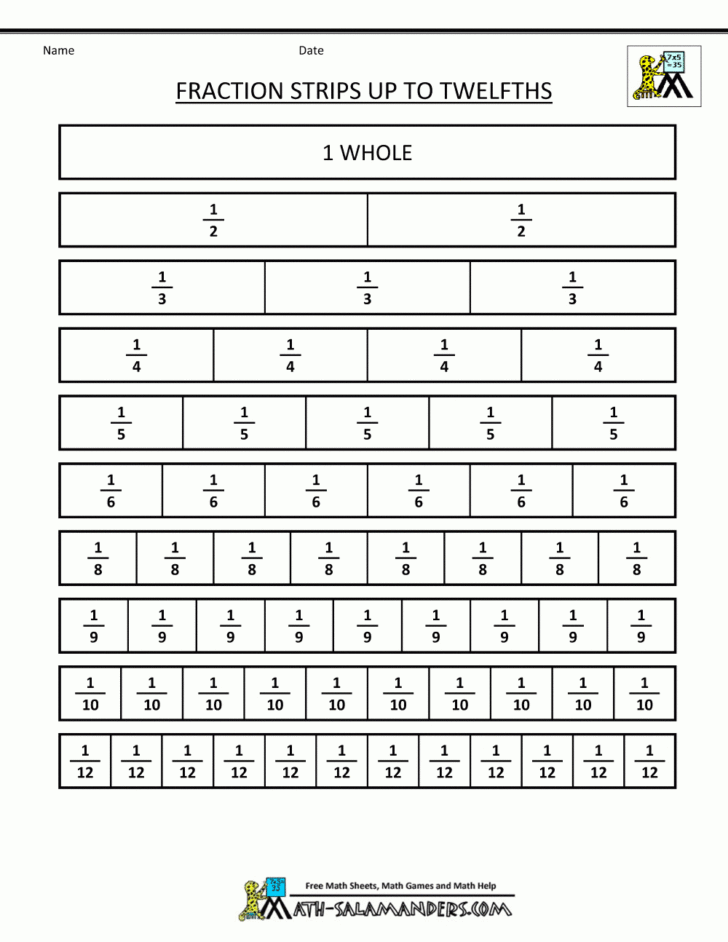 Blank Fraction Bars Printable