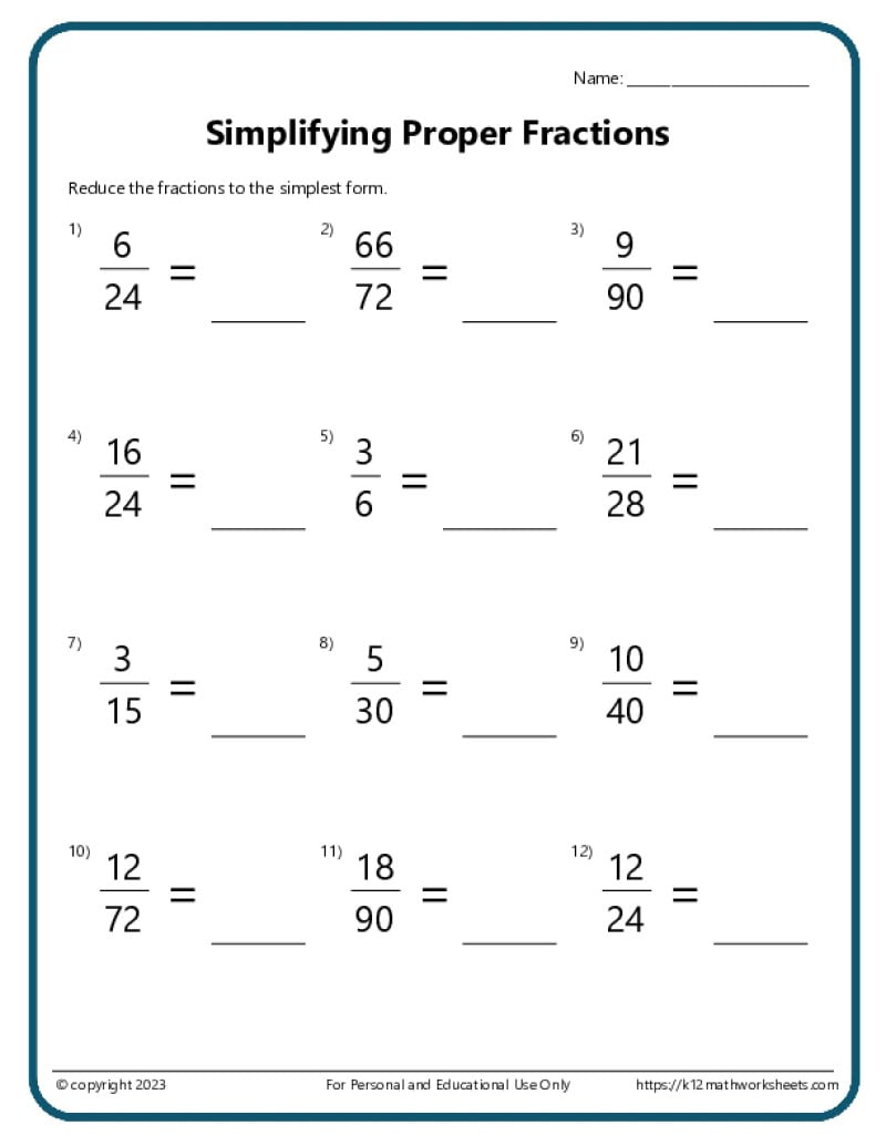 Fractions Worksheets - K12 Math Worksheets within Printable Fractions Worksheet