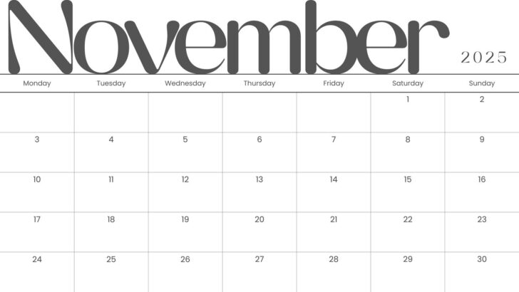 Free Printable Nov 2025 Calendar