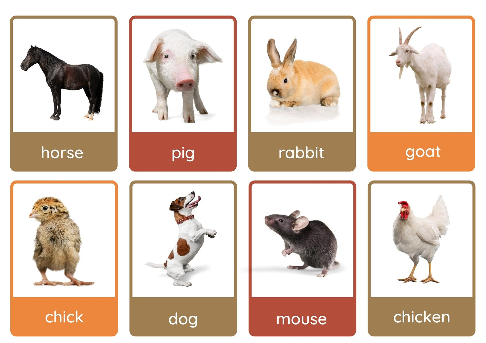Free Animal Flashcards To Customize And Print | Canva throughout Farm Animals Flashcards Free Printable