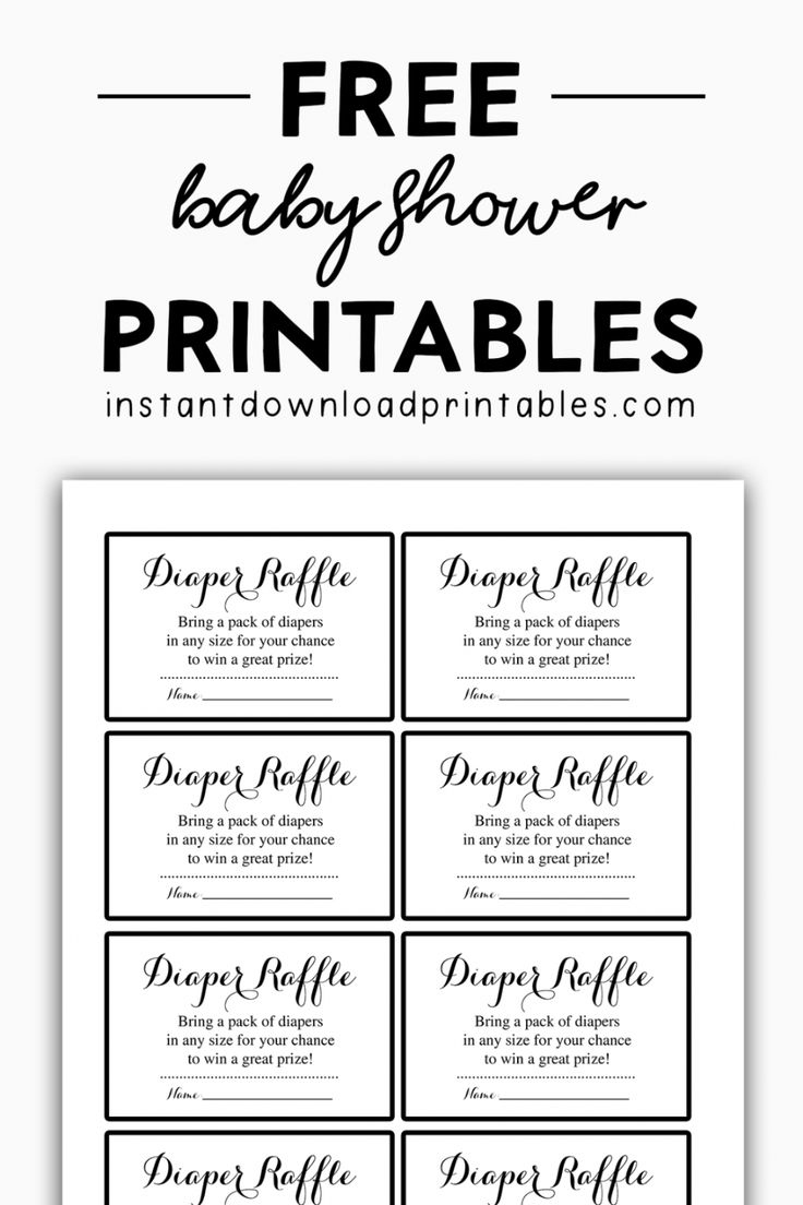 Free Baby Shower Black And White Printables - Instant Download with Diaper Raffle Template Free Printable