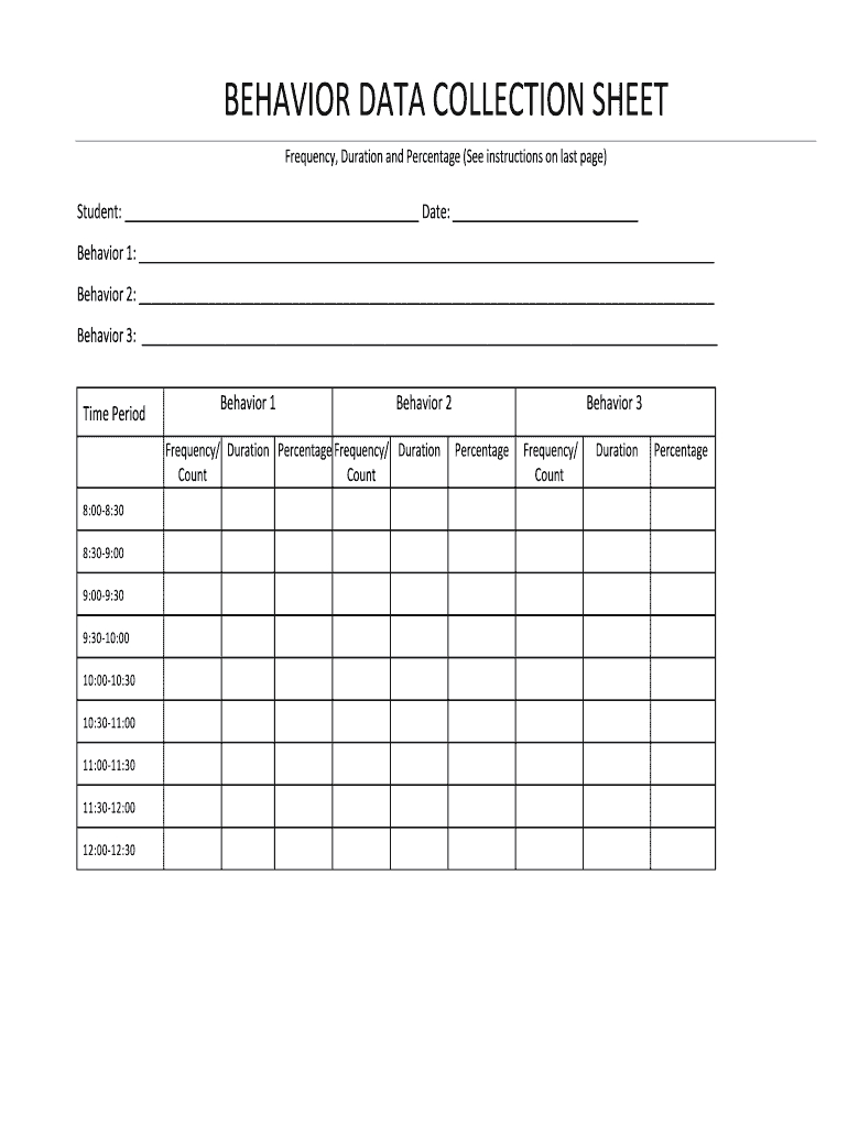 Free Behavior Data Collection Sheets Pdf: Fill Out &amp;amp; Sign Online in Printable Behavior Data Collection Sheets