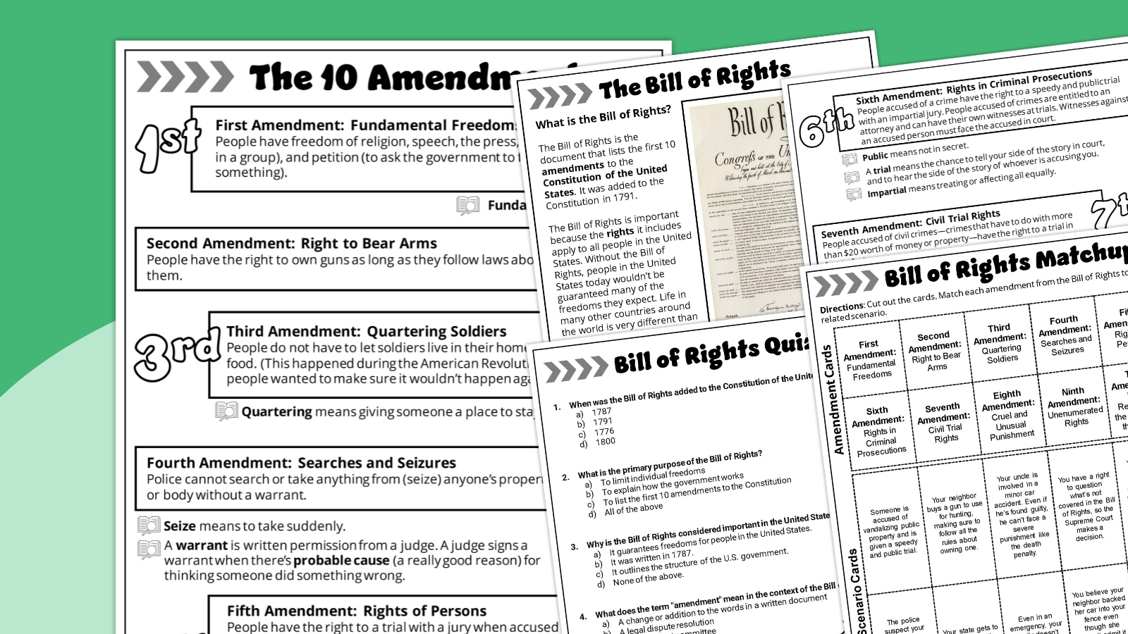 Free Bill Of Rights Worksheet Bundle intended for Free Printable Bill Of Rights Worksheets