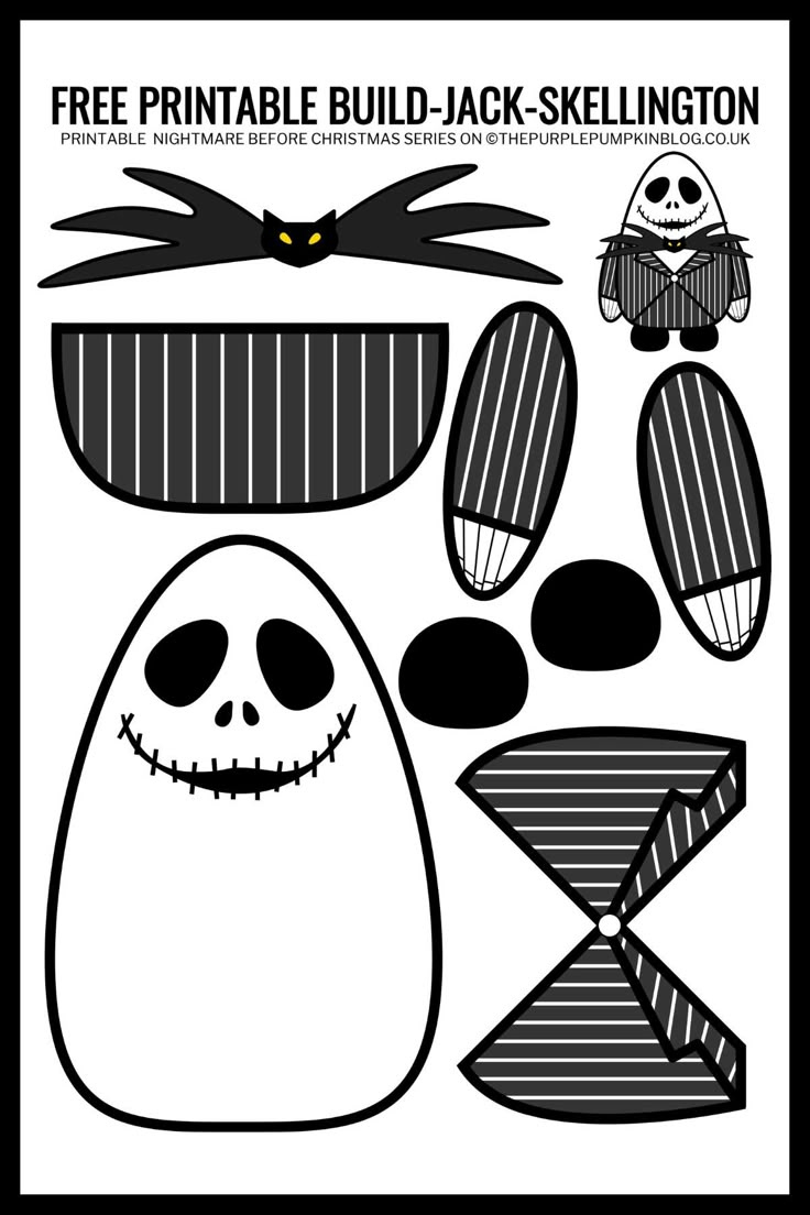 Free Build Jack Skellington Printable For Halloween &amp;amp; Christmas intended for Jack Skellington Printable Face