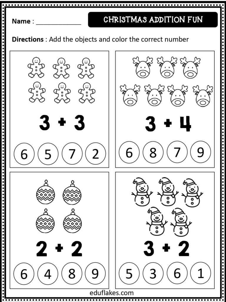 Free Christmas Math Worksheets For Kindergarten - Eduflakes for Printable Kindergarten Math Worksheets