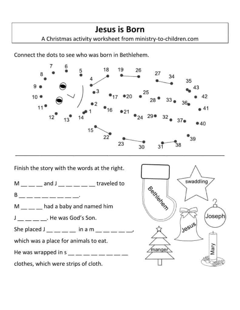 Free Christmas Worksheets For Kids (Free Printable Activity Sheets) pertaining to Printable Birth of Jesus Worksheets