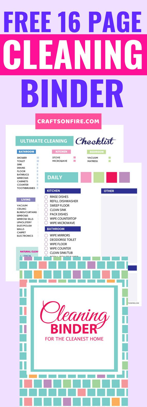 Free Cleaning Binder - Craftsonfire with regard to Cleaning Binder Free Printables