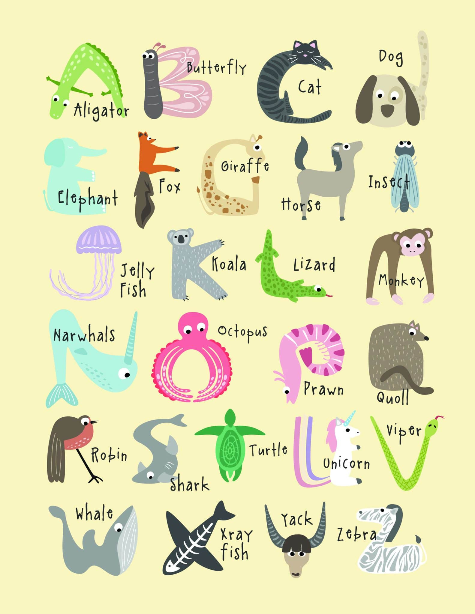 Free, Cute And Educational Animal Alphabet Printables - Tulamama inside Animal Alphabet Letters Printable