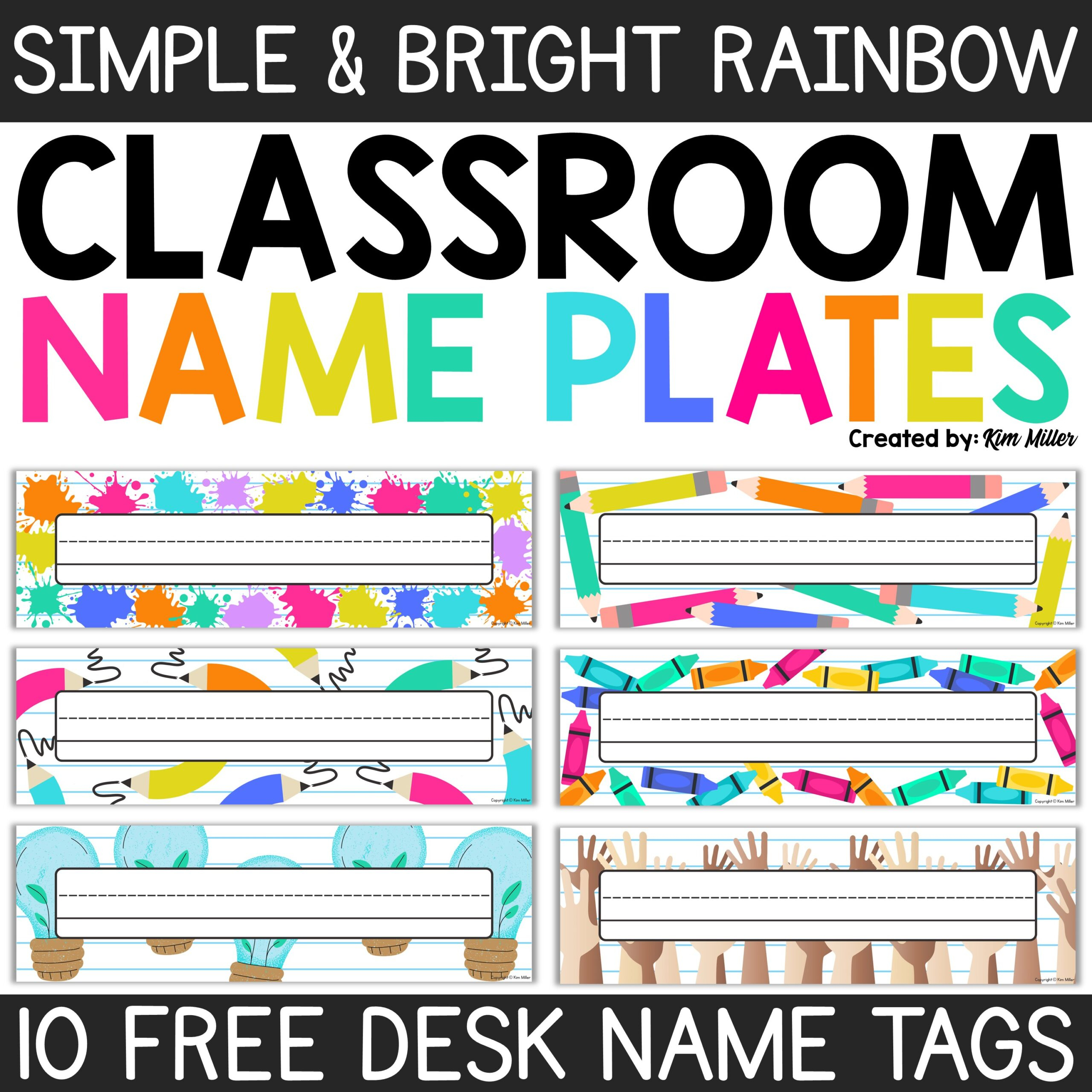 Free Desk Name Tags Bright Rainbow Classroom Decor Student Desk intended for Rainbow Name Tags Free Printable